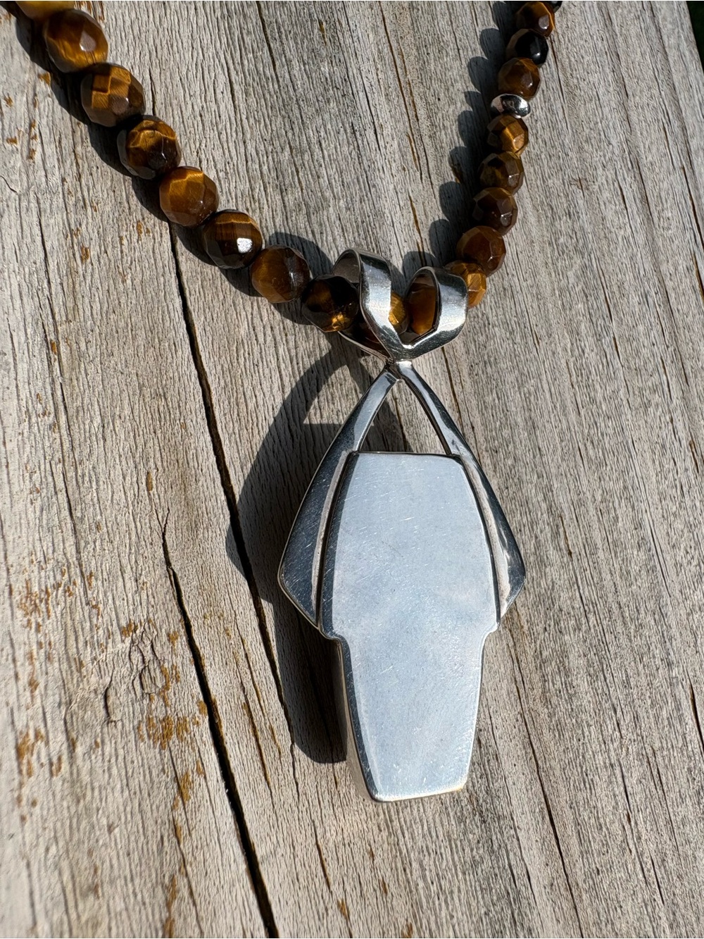 Jay King Faceted Tigers Eye Bead Necklace with Sterling Silver Pendant - Picture 5 of 13